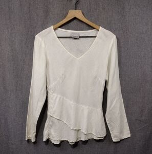 Two Star Dog Hemp Blend Peplum Babydoll Top Women's XS White Boho Retro 90s Y2K